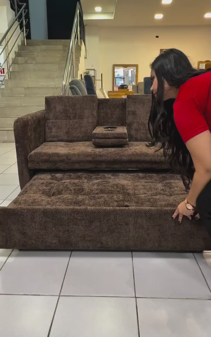 Sofá Cama Convertible 3 en 1  con Portavasos
