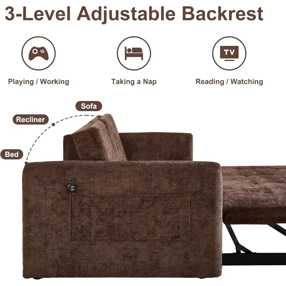 Sofá Cama Convertible 3 en 1  con Portavasos