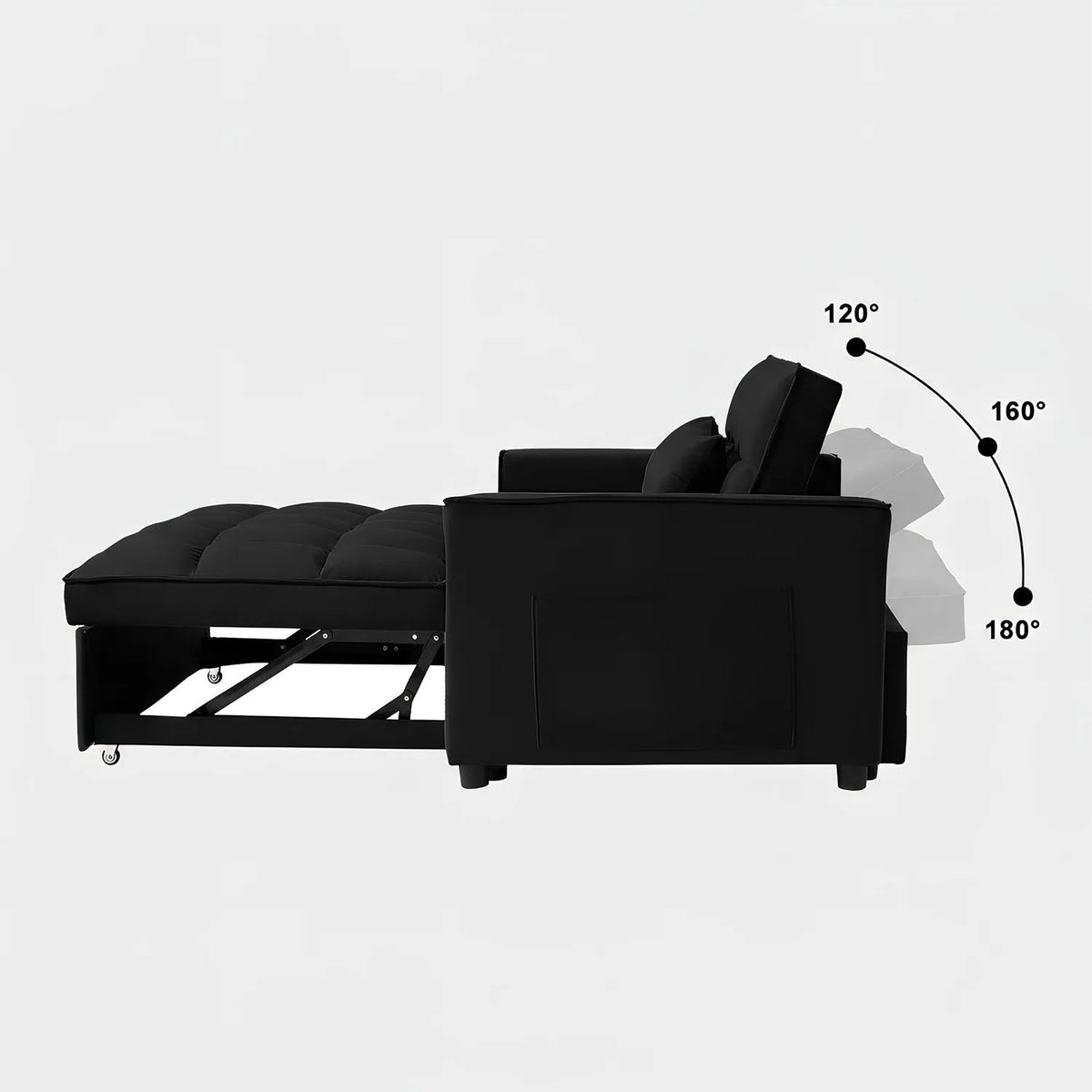 Sofá cama convertible 3 en 1, respaldo ajustable